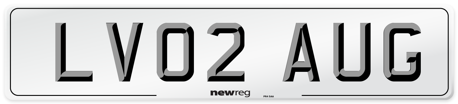 LV02 AUG Number Plate from New Reg